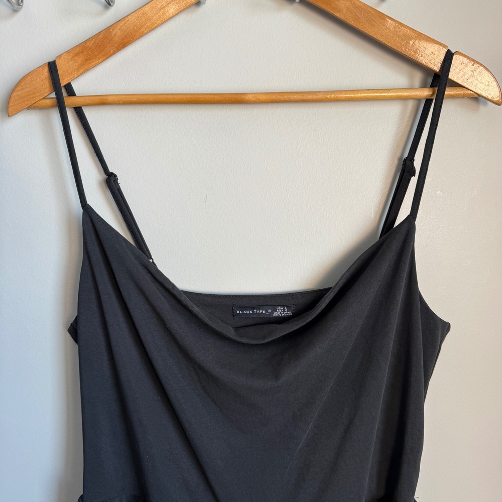 Black Tape Cami Romper Black Large Jersey‎ Knit Athleisure Preppy Twee Summer - Picture 4 of 13